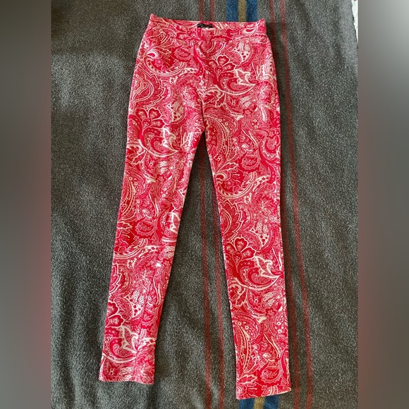 Susan Graver Weekend leggings red and white XS - Picture 1 of 3